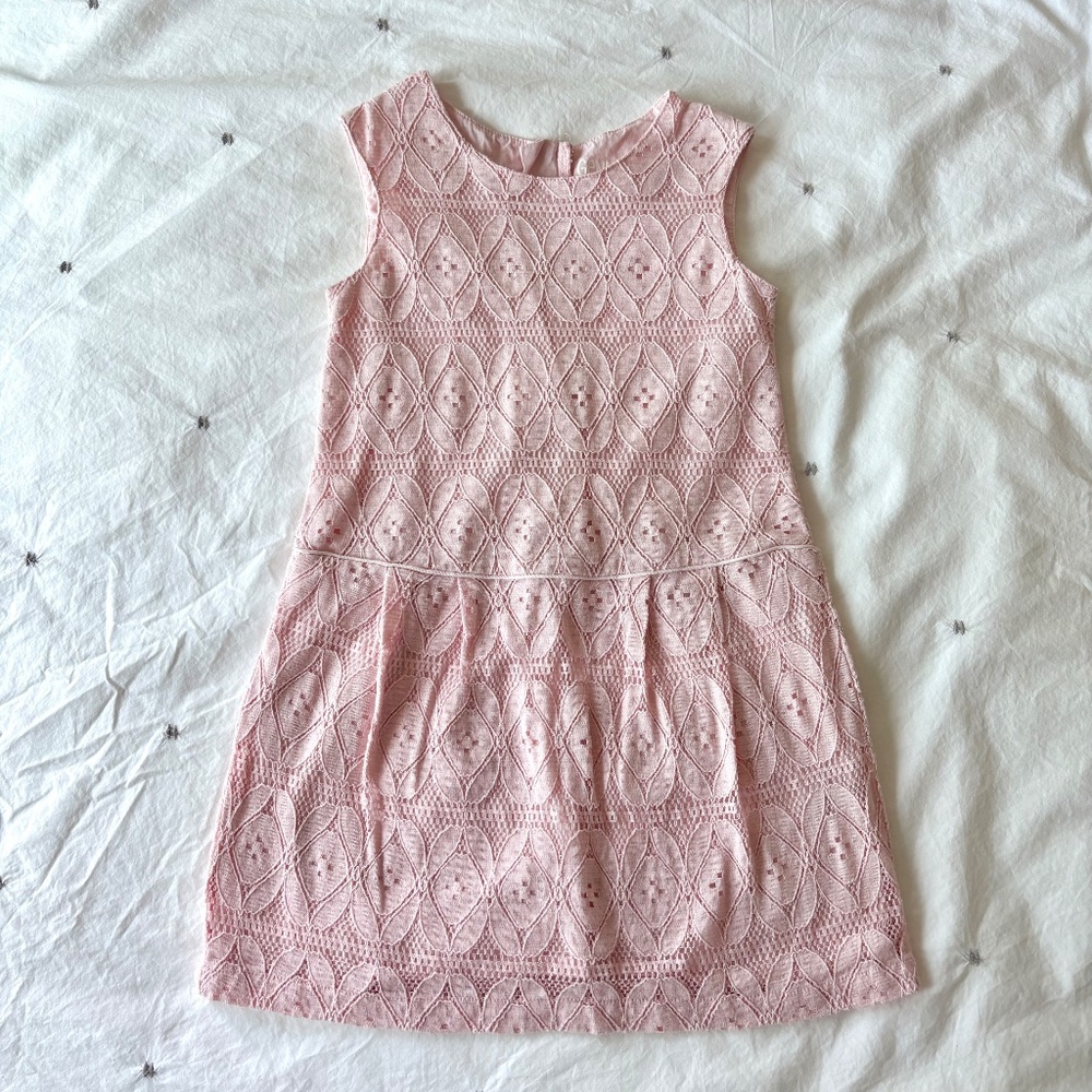 GENUINE KIDS OshKosh Girls Pink Eyelet Spring Summer Dress size 5T Easter EUC